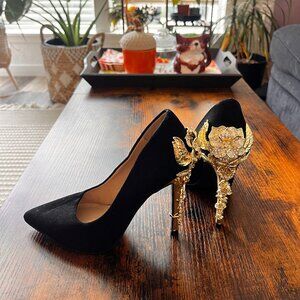 Black & Gold Heels – Size 6 | Elegant Event-Ready Statement | Fall